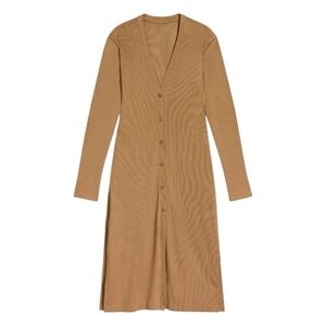 GSTQ‎ Convertible Duster Midi Sweater Dress Tan Ribbed Knit 2x